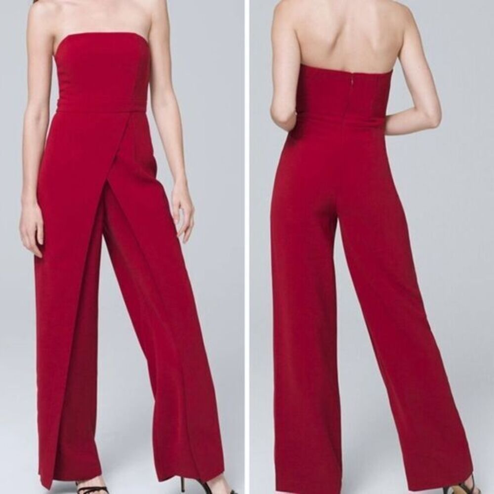 NEW white house black market‎ Wine Red Convertible Split Leg Jumpsuit 00
